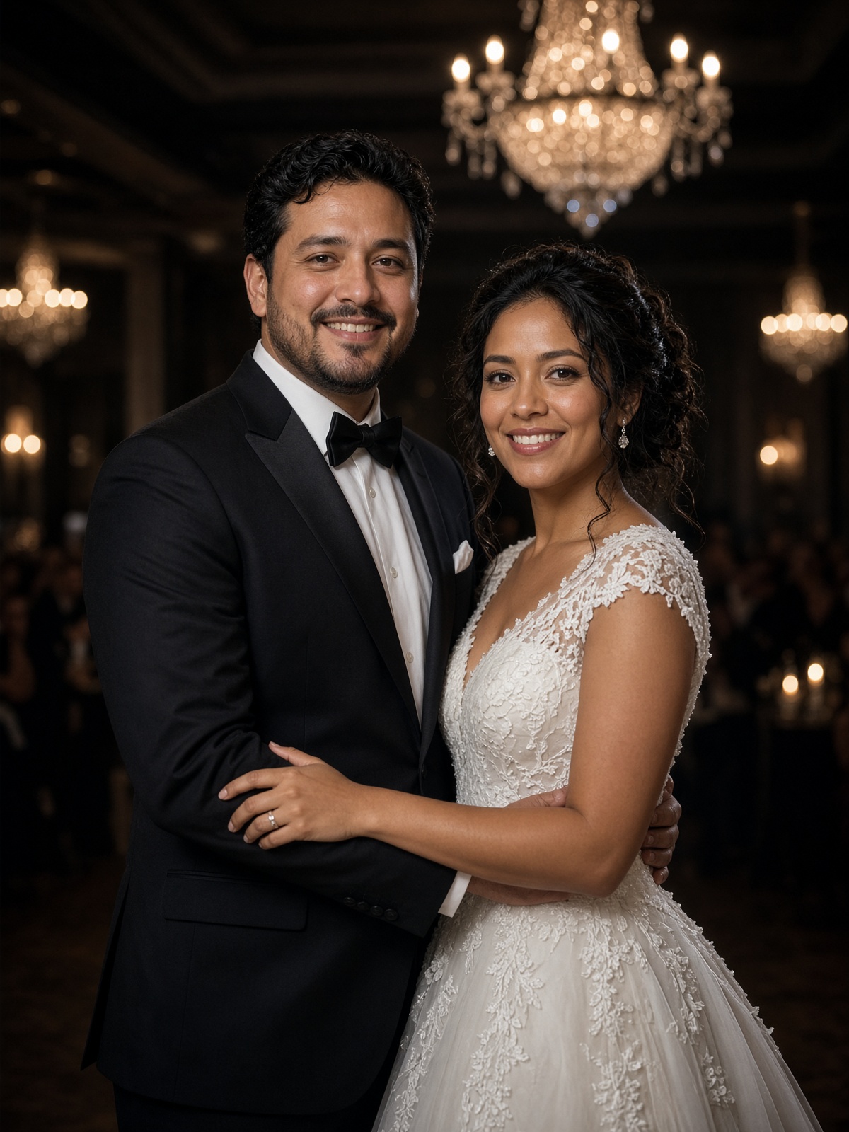 Novios de frente en el primer vals